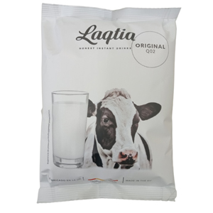  Laqtia, paquetes de leche en polvo desnatada instantánea, sin  grasa en polvo, caja de 18 unidades, hace un vaso de leche de 8 onzas, sin  OMG, libre de bST y rBGH